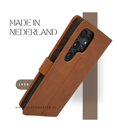 S25 Edge Boek Case Leer Stijlvolle en Beschermende Wallet Case Bruin