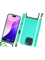 Groen Eco Koord Hoesje &ndash; Duurzaam Siliconen Touwkoord Case Met Draagkoord voor iPhone 16 Pro Max