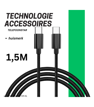 USB-C naar USB-C Kabel 1 Meter – Gevlochten Snellader Kabel