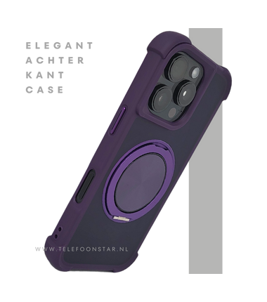 iPhone 16 Pro Donkerpaars Hoesje Met Ringhouder Stevige Bescherming Rugcover