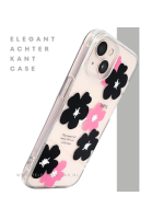BloomPop Flex Case &ndash; iPhone 13 / 14 Hoesje met Zwarte & Roze Bloemen | Telefoonstar.nl
