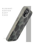 iPhone 15 Hoesje &ndash; Zwarte Tulpen Design met Beige Rand | Stijlvol & Betaalbaar