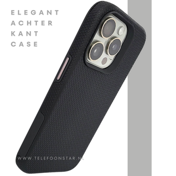 iPhone 15 Pro Zwart Hoesje met Structuur – Schokbestendig & Zakelijk | Telefoonstar.nl