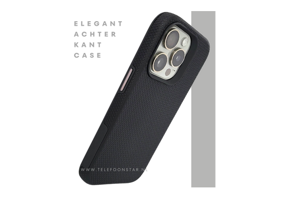 iPhone 15 Pro Zwart Hoesje met Structuur – Schokbestendig & Zakelijk | Telefoonstar.nl