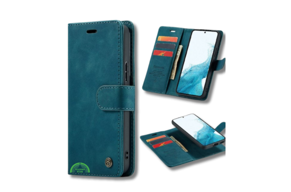 Hoesje voor Oppo Reno 11F Blauwgroen Bookcase Premium kunstleer volledig