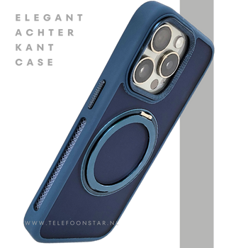 Donkerblauw iPhone 15 Pro Hoesje met Ringhouder – Grip & Bescherming | Telefoonstar.nl