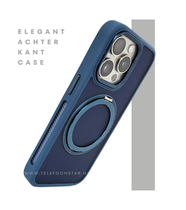 Donkerblauw iPhone 15 Pro Hoesje met Ringhouder – Grip & Bescherming | Telefoonstar.nl