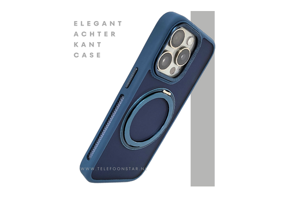 Donkerblauw iPhone 15 Pro Hoesje met Ringhouder – Grip & Bescherming | Telefoonstar.nl