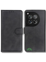 Bookcase Hoesje voor OnePlus 12 Zwart Vintage Leer Look met Magnetische Sluiting