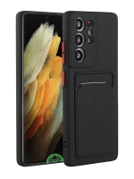 Zwart Transparant Hoesje voor Samsung S25 Ultra met Kaartvak, Praktisch, Slank & Shockproof