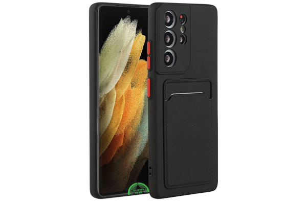 Zwart Transparant Hoesje voor Samsung S25 Ultra met Kaartvak, Praktisch, Slank & Shockproof