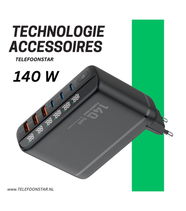 140W GaN Super Fast Charger – Oplader met Turbo Power Engine & Vervangbare Stekker