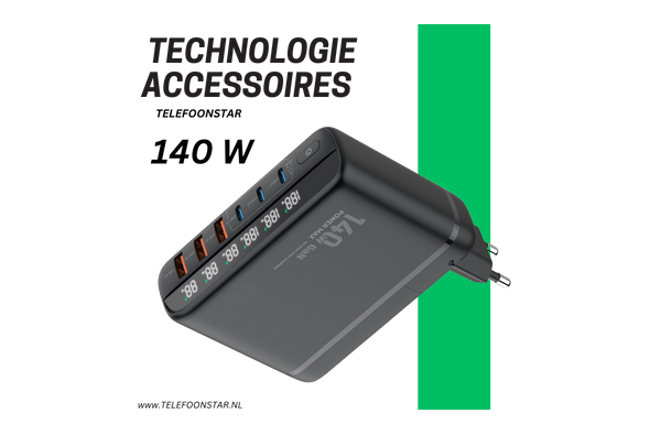 140W GaN Super Fast Charger – Oplader met Turbo Power Engine & Vervangbare Stekker