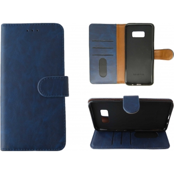 Samsung Galaxy S8 Plus Hoesje Blauw ECHT LEER