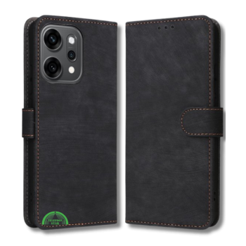 Hoesje voor Oppo Reno 12 5G Zwart Bookcase Premium kunstleer volledig