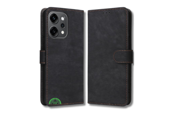 Hoesje voor Oppo Reno 12 5G Zwart Bookcase Premium kunstleer volledig