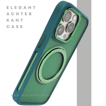 Glanzend Groen iPhone 15 Pro Hoesje met Ringhouder – Transparant & MagSafe | Telefoonstar.nl