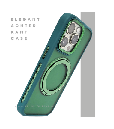 Glanzend Groen iPhone 15 Pro Hoesje met Ringhouder – Transparant & MagSafe | Telefoonstar.nl