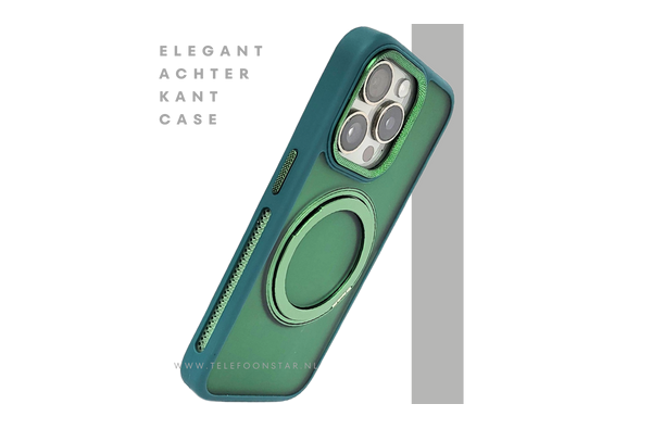 Glanzend Groen iPhone 15 Pro Hoesje met Ringhouder – Transparant & MagSafe | Telefoonstar.nl