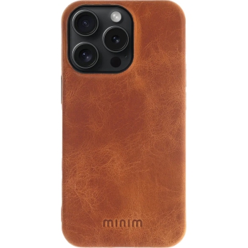 iPhone 15 Pro Max 100% Leer hoesje | Lederen Backcover | Minimalistisch | Cognac