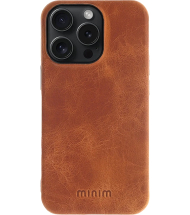 iPhone 15 Pro Max 100% Leer hoesje | Lederen Backcover | Minimalistisch | Cognac