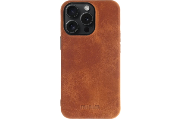 iPhone 15 Pro Max 100% Leer hoesje | Lederen Backcover | Minimalistisch | Cognac