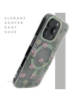 iPhone 16 Pro Transparant Hoesje Met Groene Bloemenprint Elegante Achterkant Bescherming