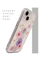 Bloemen Hoesje iPhone 13 / 14 &ndash; Transparant Met Echte Bloemenlook