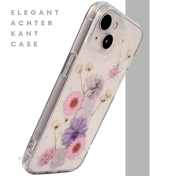 Bloemen Hoesje iPhone 13 / 14 – Transparant Met Echte Bloemenlook