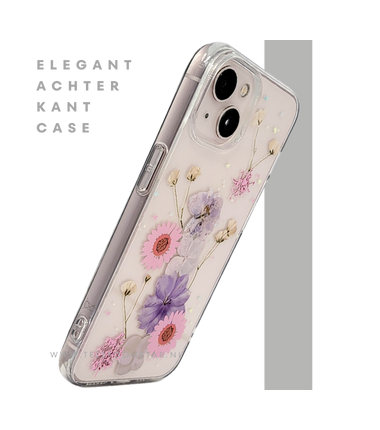 Bloemen Hoesje iPhone 13 / 14 – Transparant Met Echte Bloemenlook