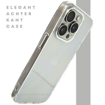 Transparant iPhone 15 Pro Hoesje met Zilveren Randen – Elegant & Slank | Telefoonstar.nl