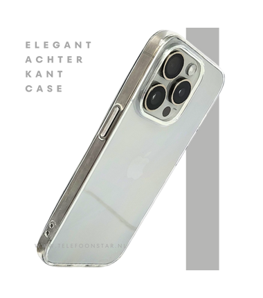 Transparant iPhone 15 Pro Max Hoesje met Zilveren Randen – Elegant & Slank | Telefoonstar.nl