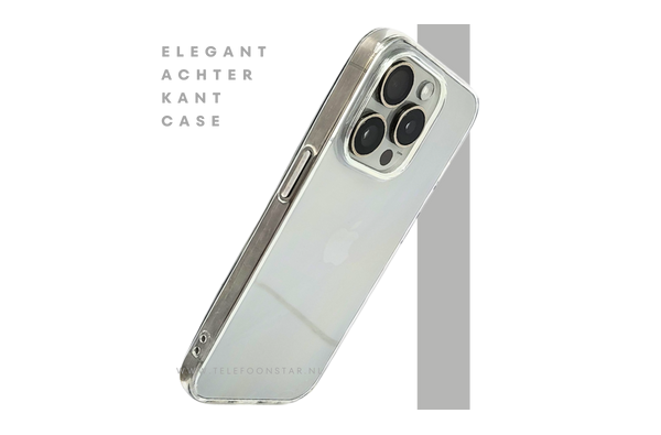 Transparant iPhone 15 Pro Hoesje met Zilveren Randen – Elegant & Slank | Telefoonstar.nl