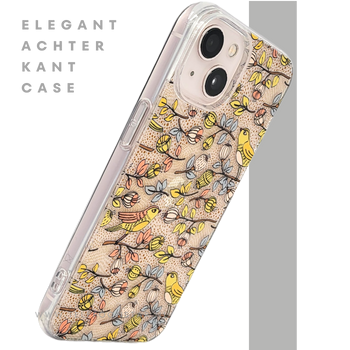 Beschermhoesje iPhone 13/14 Transparant – Bloemen & Vogeltjes | Telefoonstar