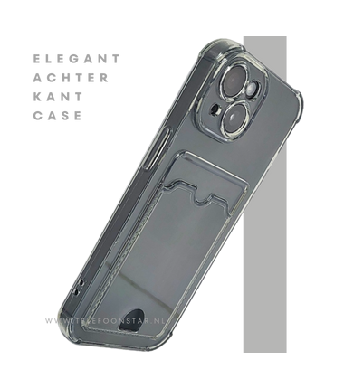 iPhone 15 Transparant Hoesje – Met Opklapbare Kaarthouder & Stevige Bescherming