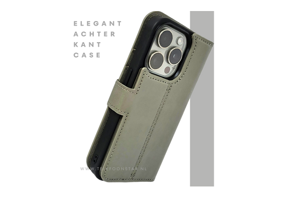 Groen Bookcase Hoesje 2 en 1 iPhone 15 Pro Max– Lederen Look & Kaartvak | Telefoonstar.nl