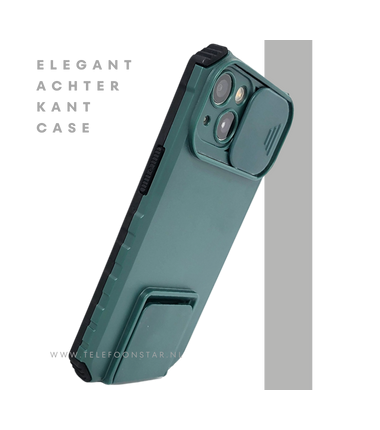 Donkergroen Protectcase iPhone 13 / 14 met Kickstand en Camerabescherming