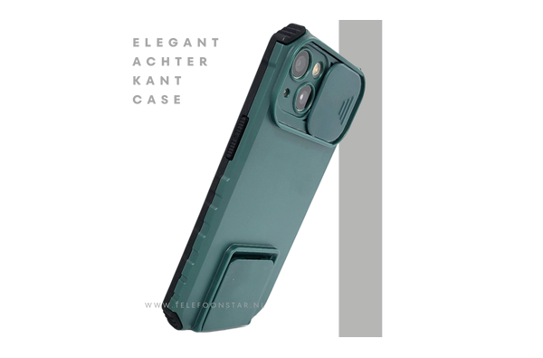 Donkergroen Protectcase iPhone 13 / 14 met Kickstand en Camerabescherming