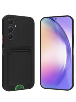 Zwart Hoesje voor Samsung S25 Transparant met Kaarthouder, Praktisch, Slank & Schokbestendig
