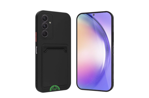 Zwart Hoesje voor Samsung S25 Transparant met Kaarthouder, Praktisch, Slank & Schokbestendig