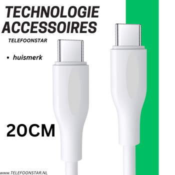 USB C Oplaadkabel 20 CM Witte Gevlochten Snelladerkabel