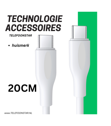 USB C Oplaadkabel 20 CM Witte Gevlochten Snelladerkabel