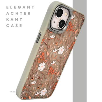 Floral Softcase iPhone 13 / 14 – Bloemen Hoesje met Groene Rand | Telefoonstar