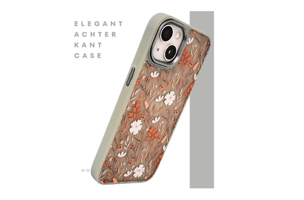 Floral Softcase iPhone 13 / 14 – Bloemen Hoesje met Groene Rand | Telefoonstar