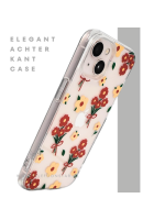 iPhone 13 / 14 Hoesje &ndash; Transparant Bloemenprint met Rode Boeketten | Telefoonstar