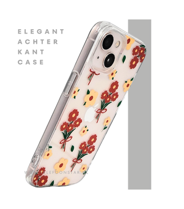 iPhone 13 / 14 Hoesje &ndash; Transparant Bloemenprint met Rode Boeketten | Telefoonstar