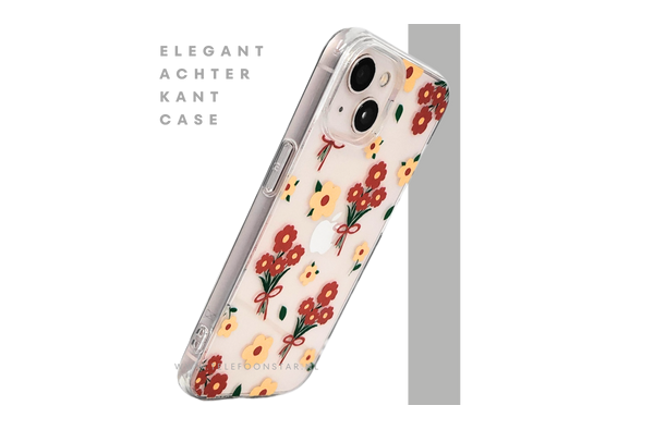 iPhone 13 / 14 Hoesje – Transparant Bloemenprint met Rode Boeketten | Telefoonstar