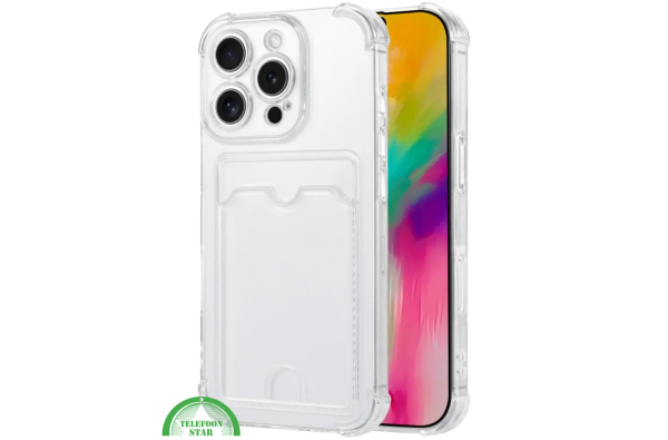 Hoesje voor iPhone 13 Pro Max Transparant met Kaartvak, Shockproof, Sterk & Silicone