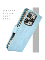 Lichtblauw Bookcase Hoesje iPhone 15 Pro Max&ndash; Fris & Functioneel | Telefoonstar.nl