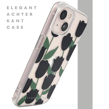 iPhone 13 / 14 Hoesje – Transparante Case met Zwarte Tulpen | Telefoonstar